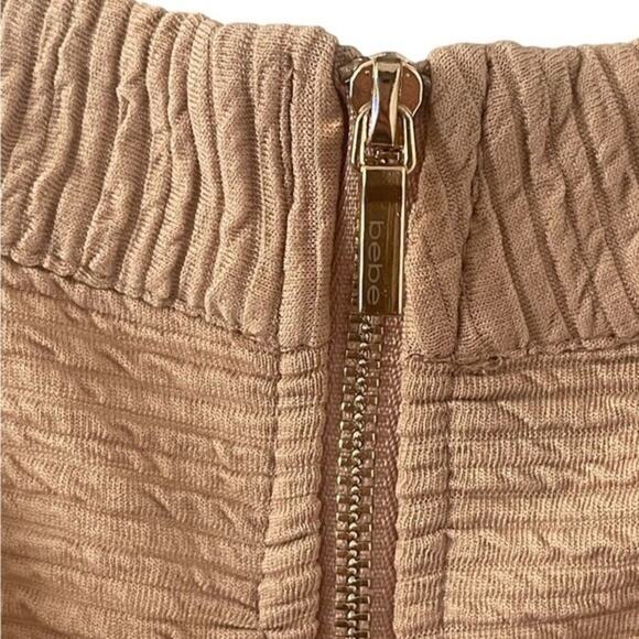 Bebe Mini Cocktail Dress Bodycon Cut Out Shoulder Half Sleeve Nude Petite Small - Picture 7 of 10